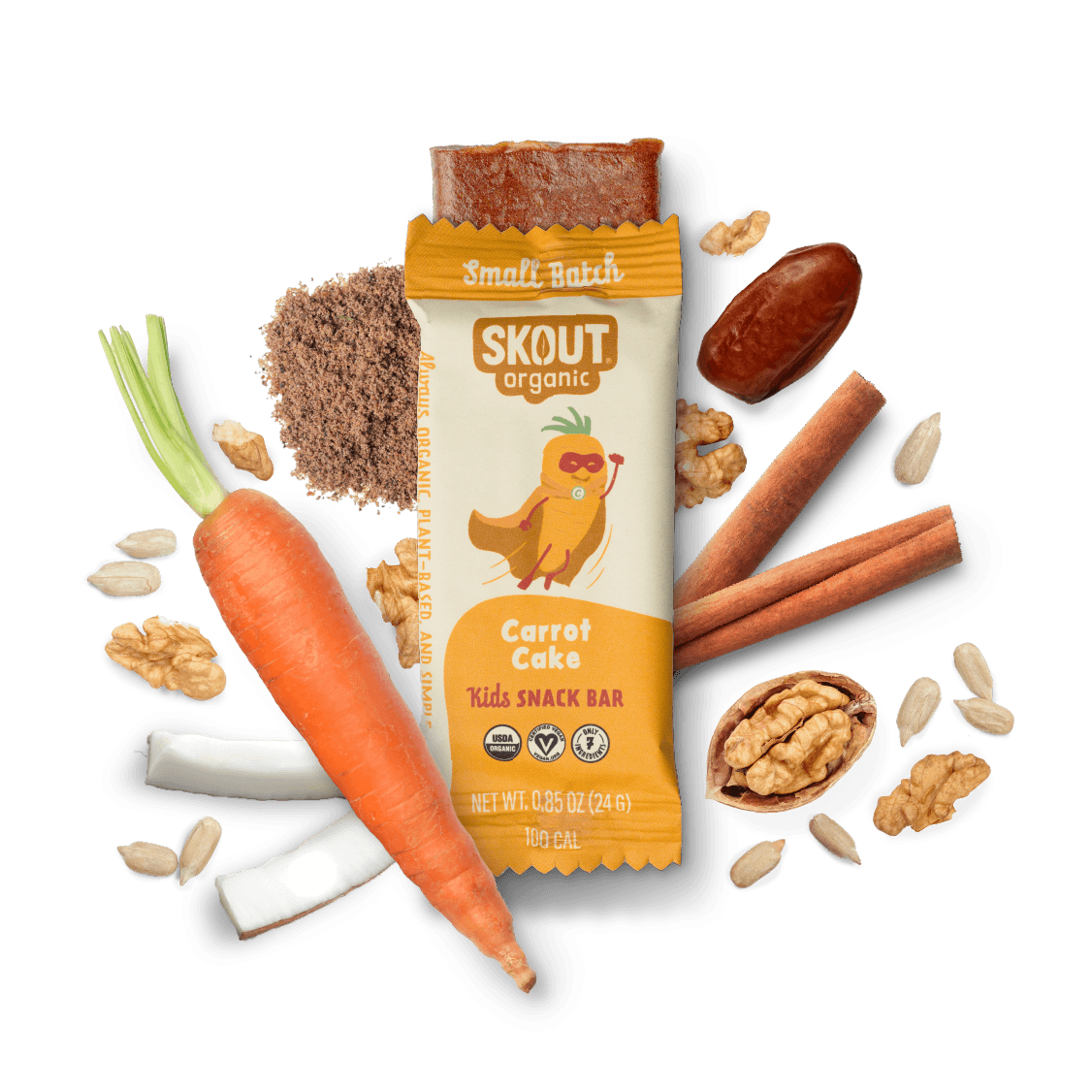 Skout Organic Carrot Cake Kids Bar Organic Kids Bars Skout Organic 6 Pack 