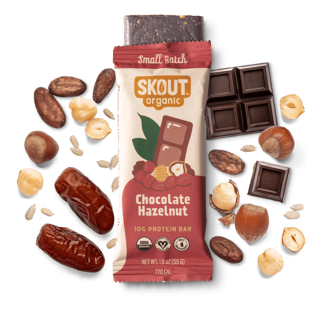 Skout Organic Protein Bar Chocolate Hazelnut PlantBased and Delicious