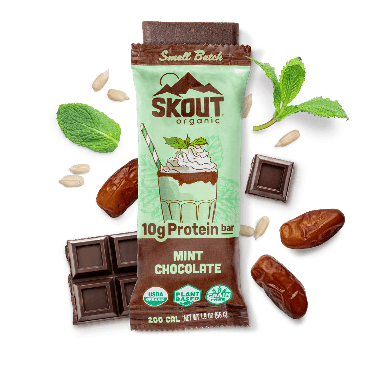 Skout Organic Protein Bar Mint Chocolate PlantBased and Delicious
