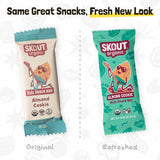 Original and refreshed Almond Cookie Kids Snack Bar packages shown side by side with the message, “Same Great Snacks, Fresh New Look.”