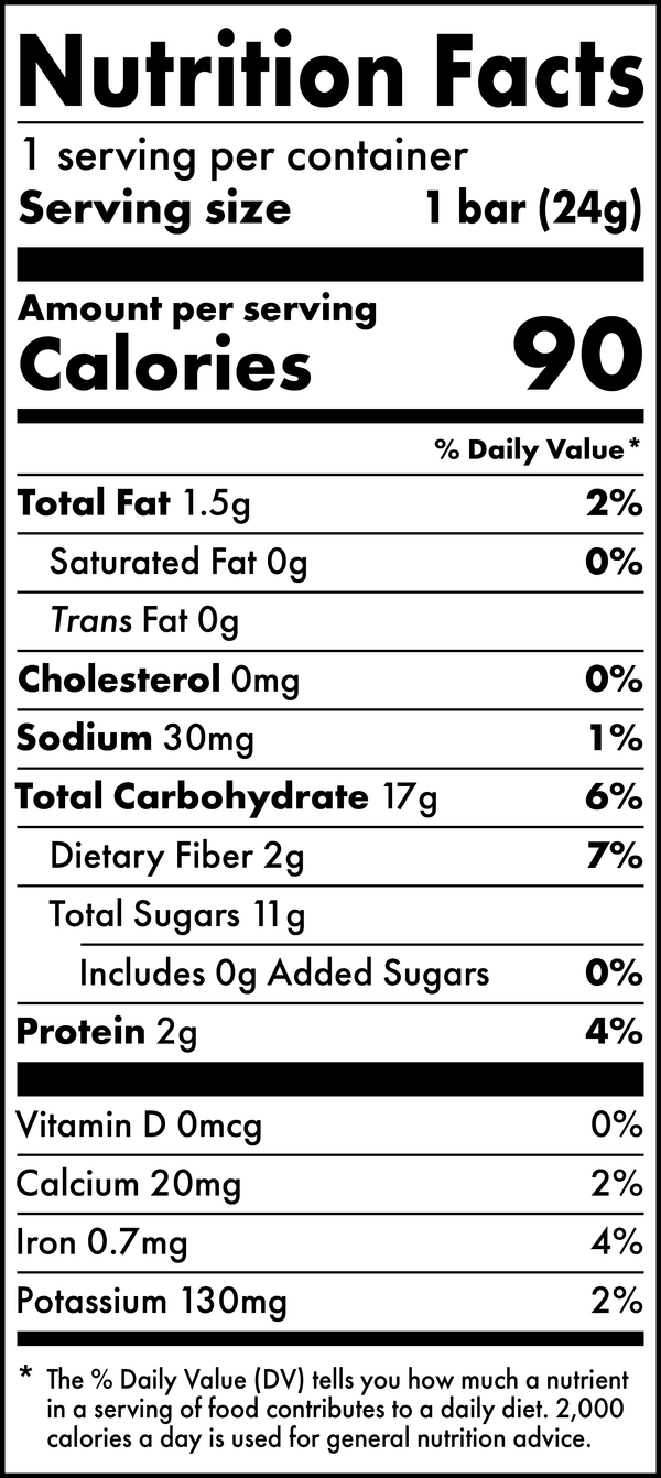 Nutrition Facts panel for Apple Pie Kids Snack Bar.