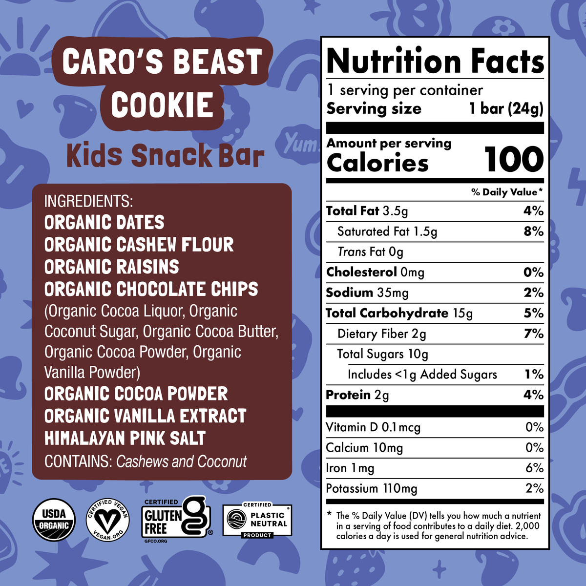 Skout Organic Caros Beast Cookie Kids Bar Organic Kids Bars Skout Organic 