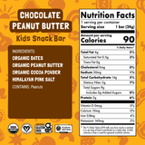 Nutrition facts and ingredient panel for Chocolate Peanut Butter Kids Snack Bar.