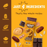 Ingredient graphic showing all 4 ingredients in Chocolate Peanut Butter Kids Snack Bar: dates, peanut butter, cocoa powder, and Himalayan pink salt.