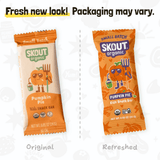 Original and refreshed Pumpkin Pie Kids Snack Bar packages shown side by side with the message, “Fresh new look! Packaging may vary”
