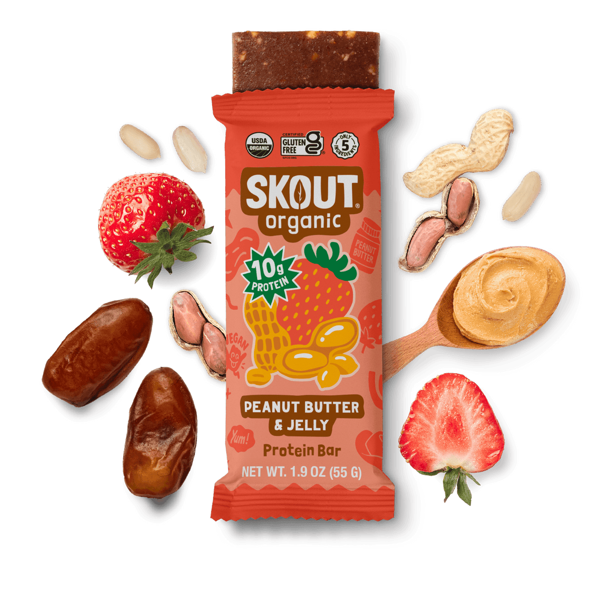 Peanut Butter & Jelly Protein Bar Build Your Own Box - Single Bar Skout Organic Bar 