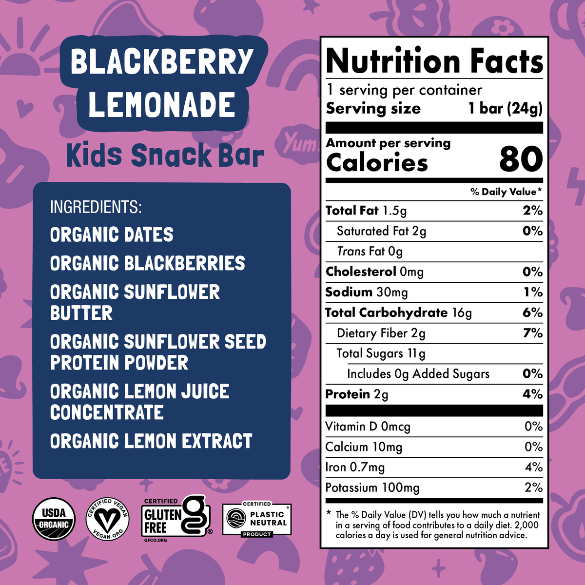 Skout Organic Blackberry Lemonade Kids Bar Organic Kids Bars Skout Organic 