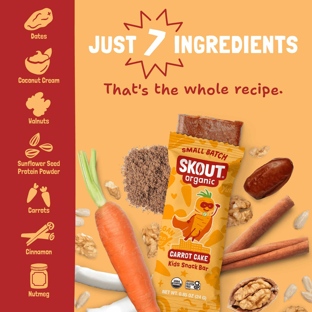 Skout Organic Carrot Cake Kids Bar Organic Kids Bars Skout Organic 