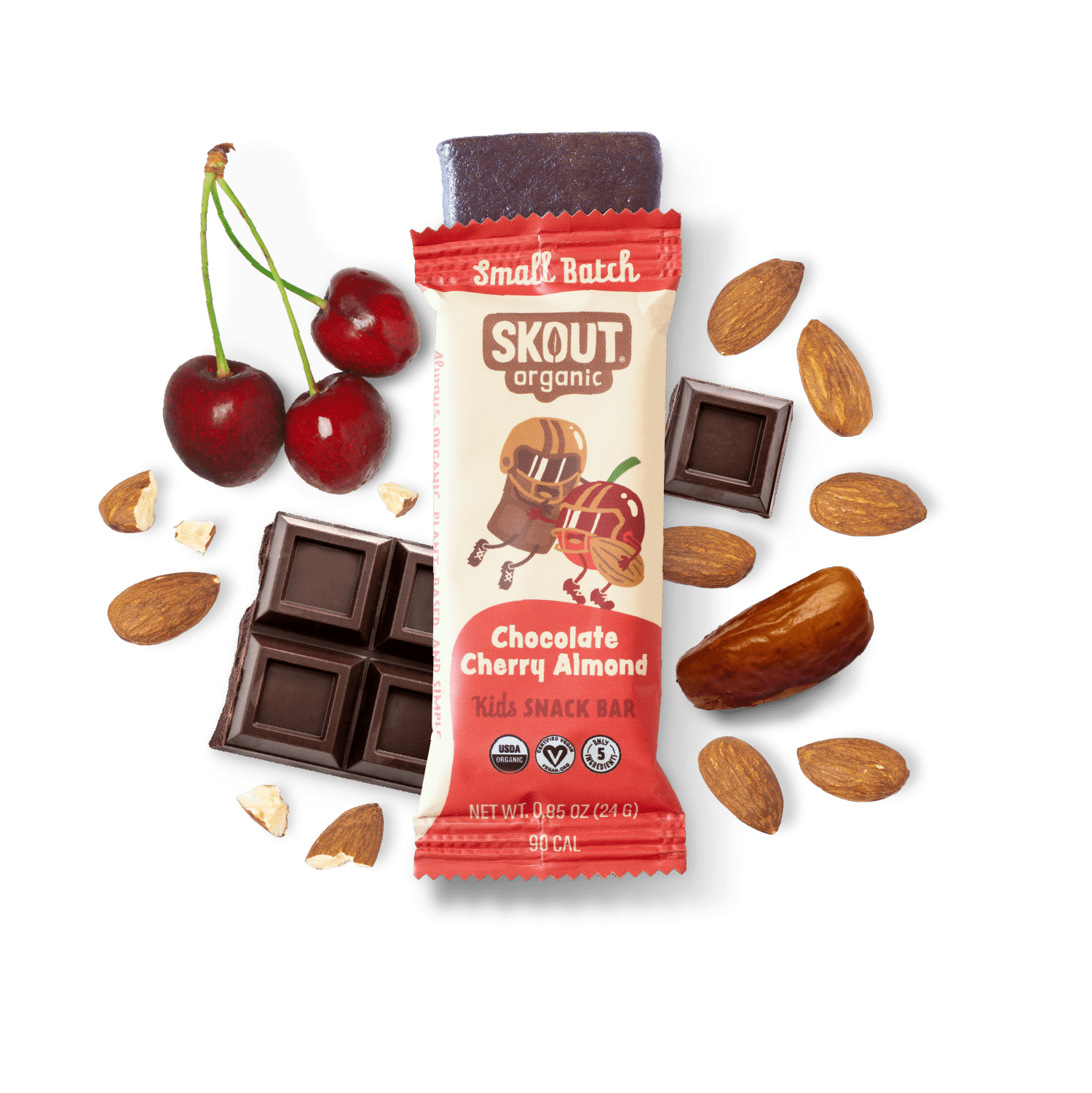 Skout Organic Chocolate Cherry Almond Kids Bar Organic Kids Bars Skout Organic 6 Pack 