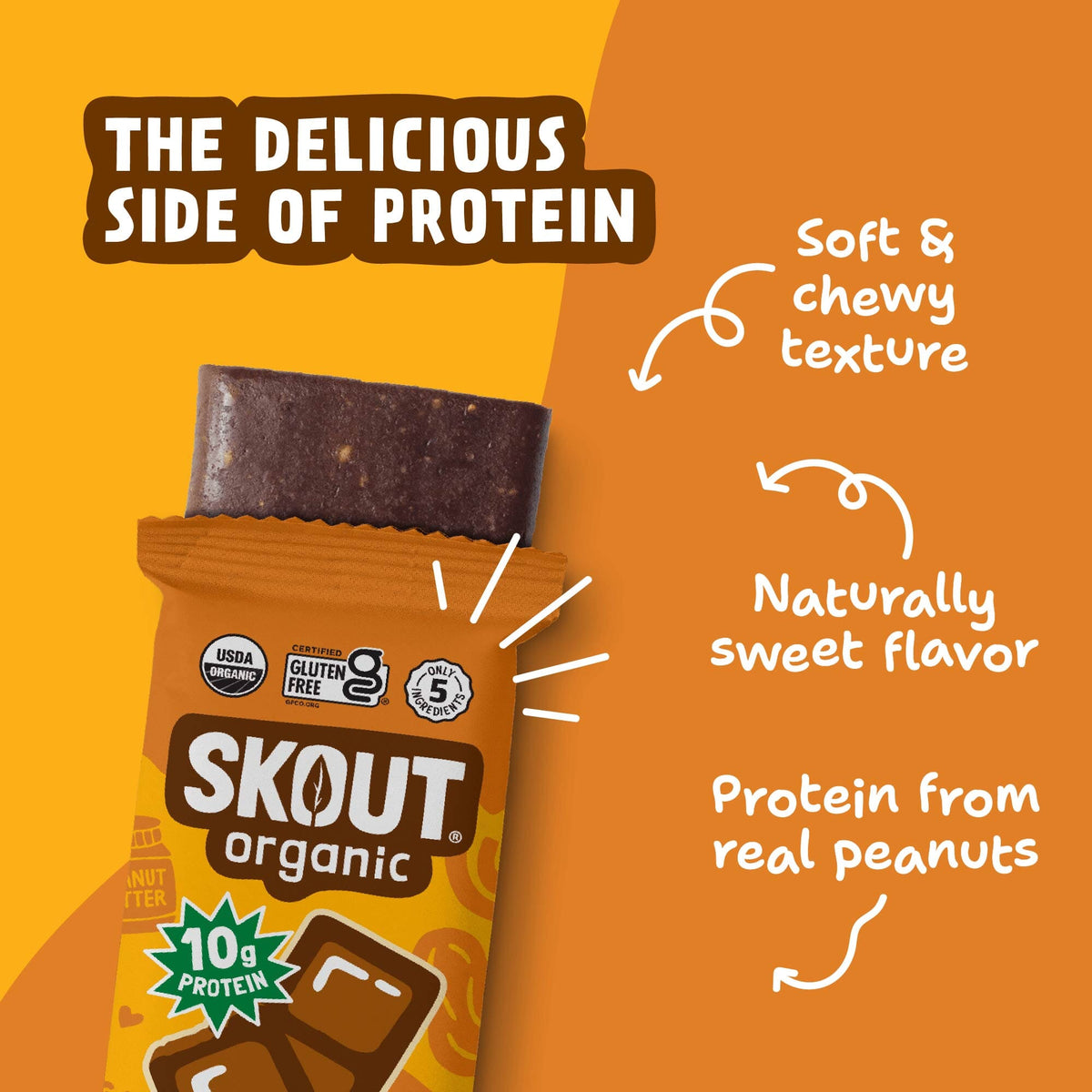 Skout Organic Chocolate Peanut Butter Protein Bar Organic Protein Bar Skout Organic 