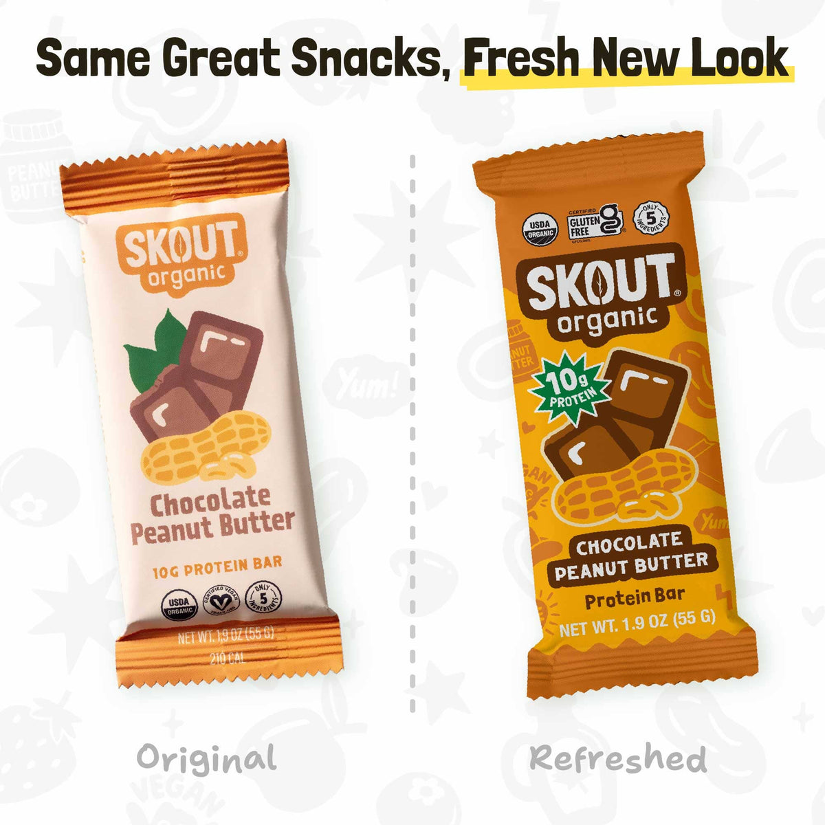 Skout Organic Chocolate Peanut Butter Protein Bar Organic Protein Bar Skout Organic 