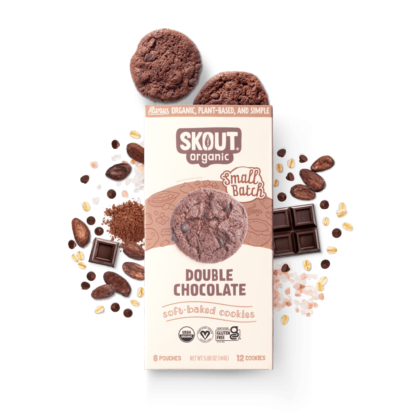 Skout Organic Double Chocolate Soft Baked Cookies Soft Baked Cookies Skout Organic 3 Pack 