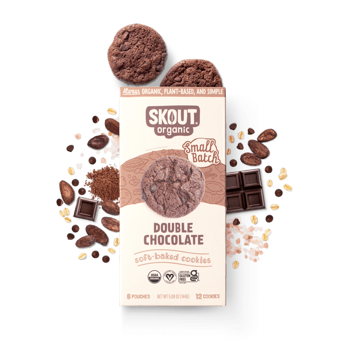Skout Organic Double Chocolate Soft Baked Cookies Soft Baked Cookies Skout Organic 3 Pack 