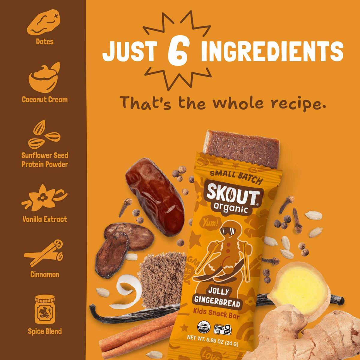 Skout Organic Jolly Gingerbread Kids Bar Organic Kids Bars Skout Organic 