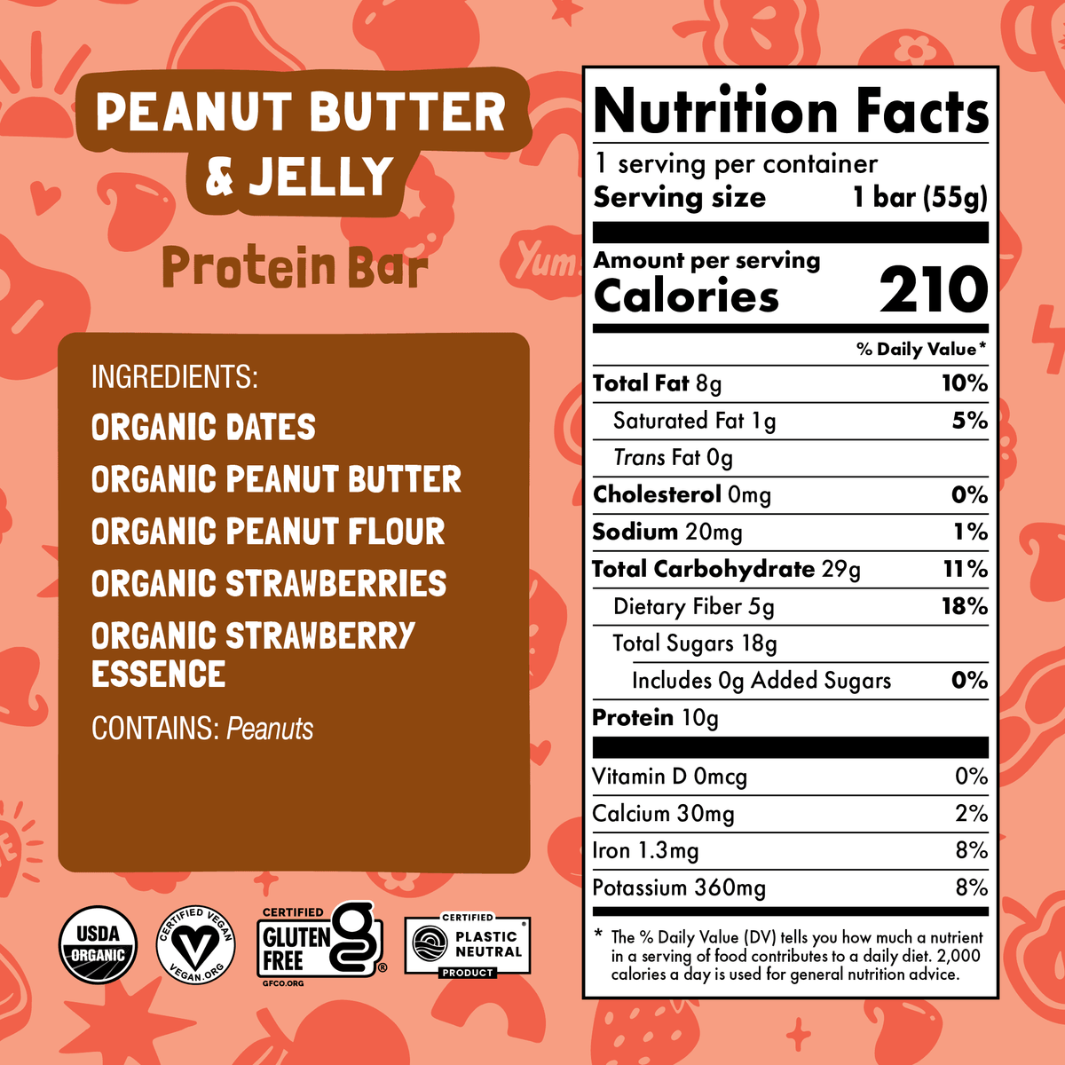 Skout Organic Peanut Butter & Jelly Protein Bar Organic Protein Bar Skout Organic 