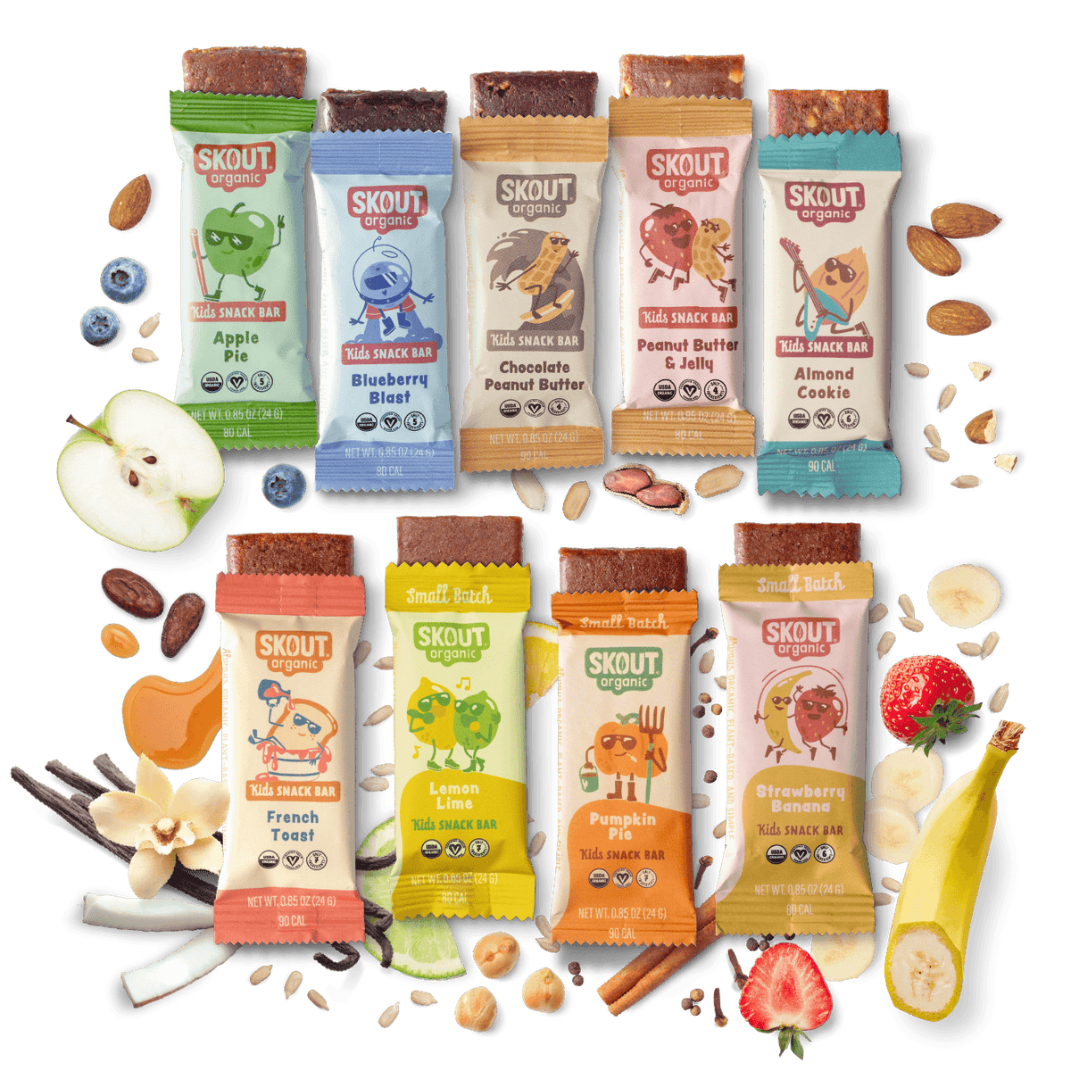 Skout Organic Small Batch Kids Bar Variety Pack - 36 Pack Organic Kids Bars Skout Organic 