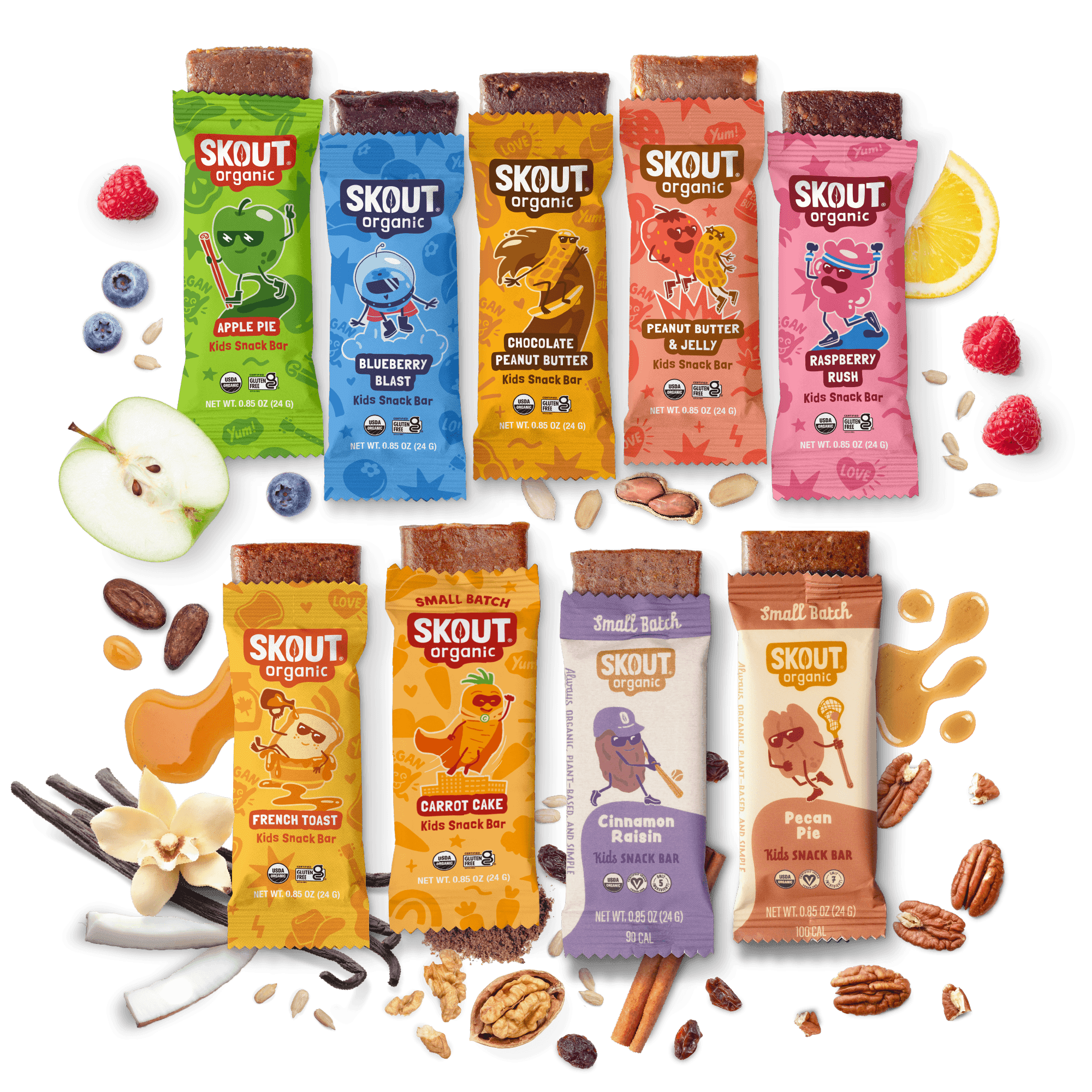 Skout Organic Small Batch Kids Bar Variety Pack - 36 Pack Organic Kids Bars Skout Organic 