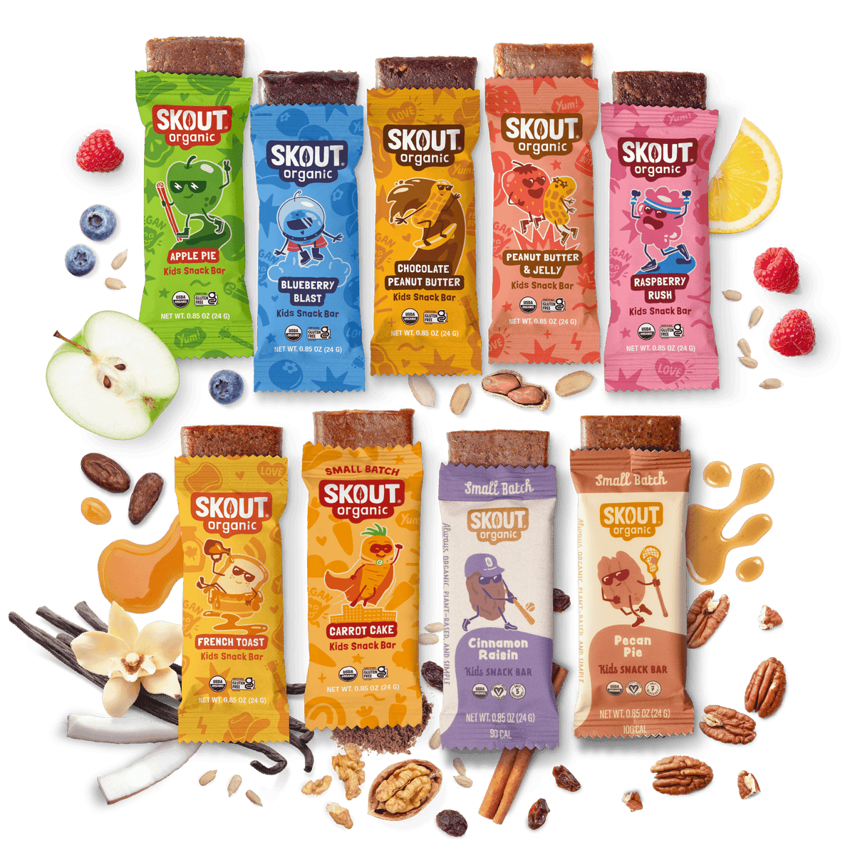 Skout Organic Small Batch Kids Bar Variety Pack - 36 Pack Organic Kids Bars Skout Organic 