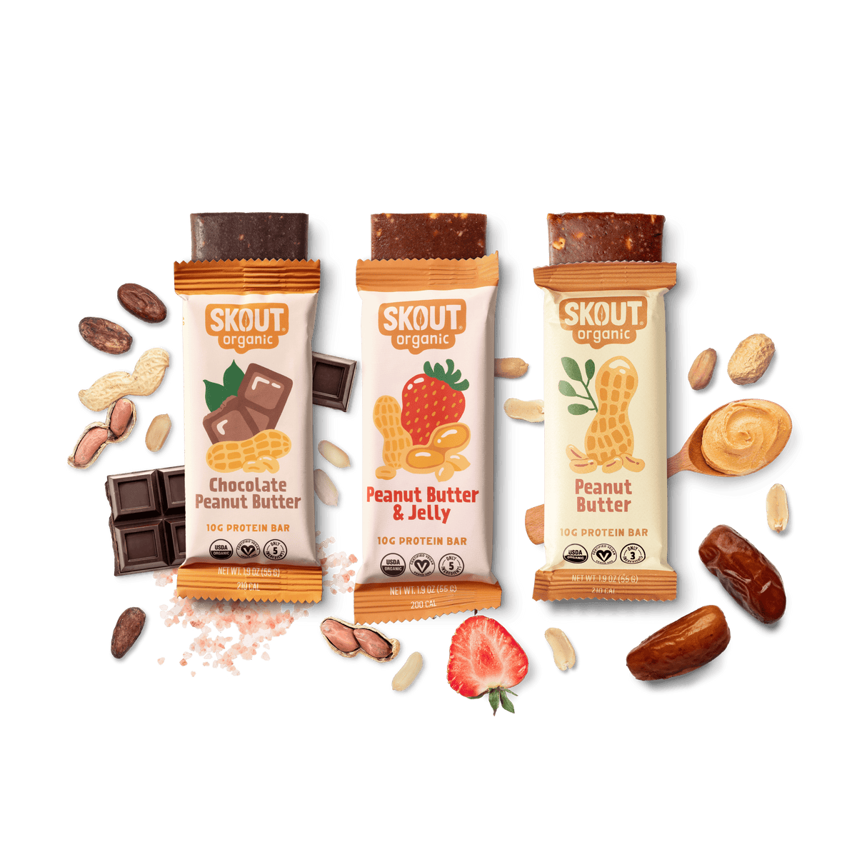 Skout Organic Small Batch Peanut Butter Protein Bar Bundle - 15 Pack