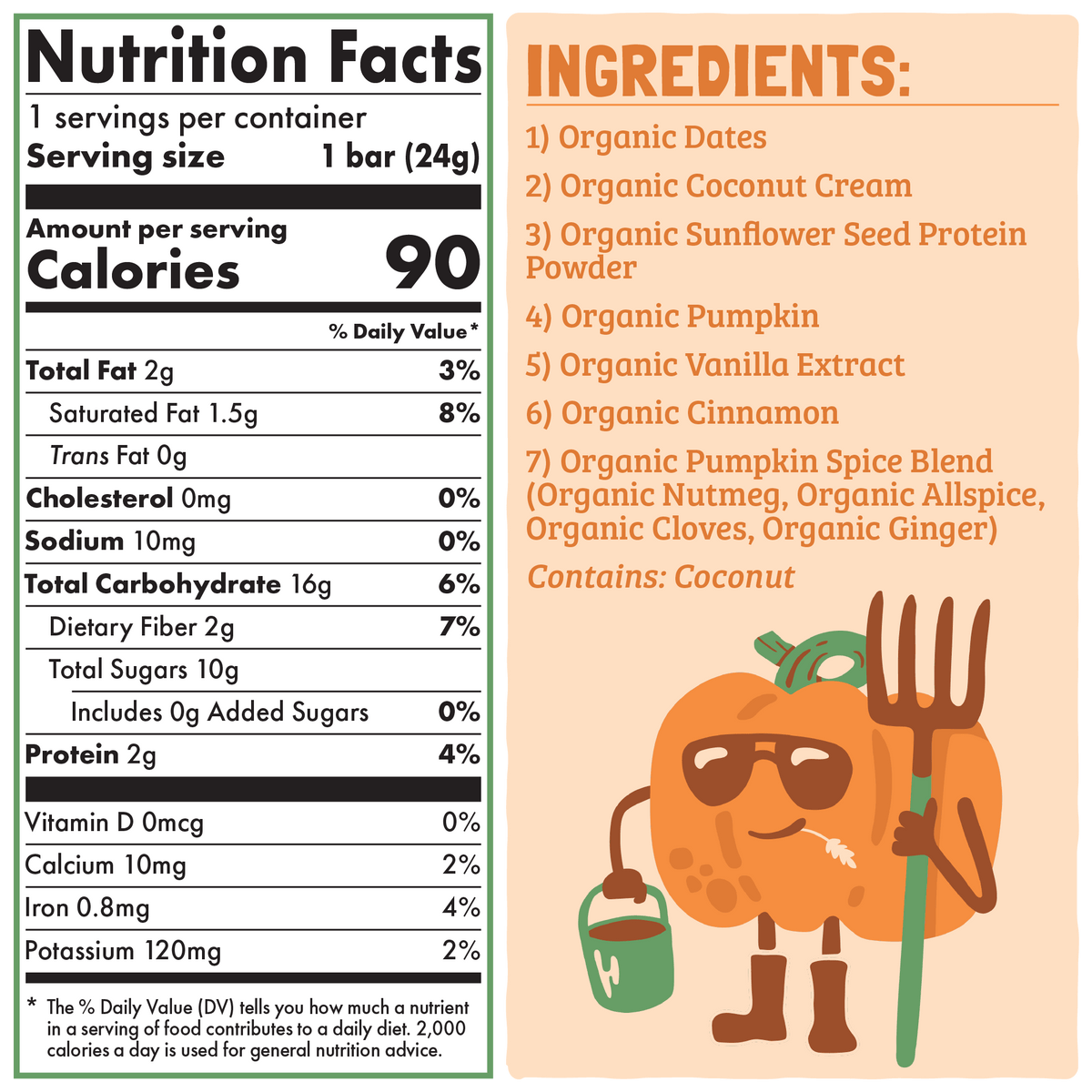 Skout Organic Pumpkin Pie Kids Bar Organic Kids Bars - Nutrition & Ingredients