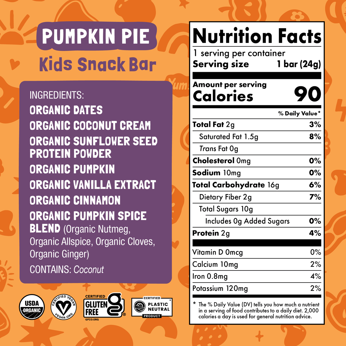 Skout Organic Pumpkin Pie Kids Bar Organic Kids Bars - Nutrition & Ingredients