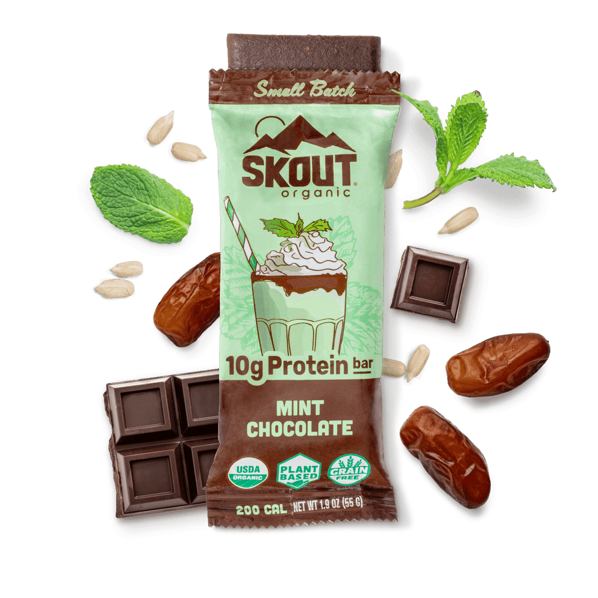 Skout Organic Mint Chocolate Protein Bar Organic Protein Bar Skout Organic 15 Pack 